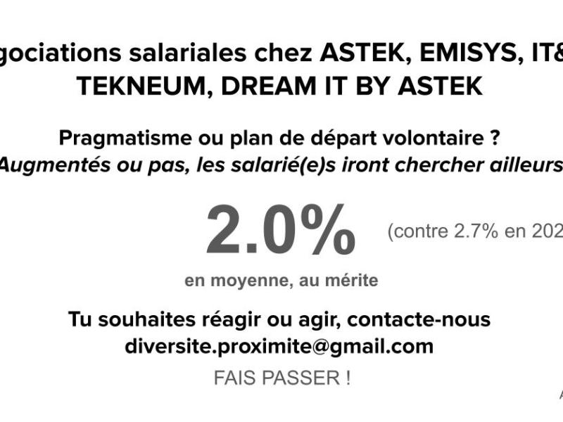 Augmentations de salaires, le groupe Astek ne négocie pas